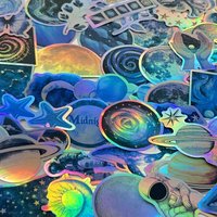50Pcs Laser Shining Cool Space Planet Stickers Astronomy Universe Galaxy Decals Graffiti Notebook Laptop Waterproof Sticker