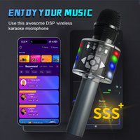 Wireless Karaoke Microphone Bluetooth Portable Handheld Speaker Mic with Adjustable Remix FM Radio for Kids Adults Home Party