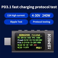 KWS-X1 4V-30V 12A Type C Tester Voltmeter Ammeter TYPE-C Fast Charge Detection Trigger Capacity Measurement Ripple Measurement