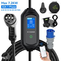 AFYEEV 7.2KW 32A Portable Electric Car Charger Type2 IEC62196-2 Charging Cable EVSE Electric Charger WiFi APP Control CEE Plug 6 Meters
