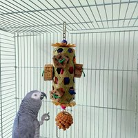2024 Wooden Parrot Chew Toys Natural Hanging Bird Toys Colorful Crinkles Bird Cage Decoration
