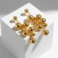 Grape-shaped Drop Earrings for Women Stainless Steel Hollow Ball Charms Earring 18k Gold Plated Beads Pendant Dangle Earrings