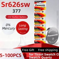 Panasonic Sr626sw 377 Watch Battery 1.55V 377 Button Battery Is Suitable for Tissot Swatch CK Swatch Quartz Watch Silver Oxide