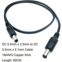 DC Power 5.5mm x 2.5mm Male To 2.1mm Male Connector 18AWG Cable LED Strip Camera Surveillance Camera CCTV Security Camera DVR