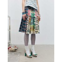 Women's Midi Skirts Tie Dye 2000s Aesthetic Harajuku Japanese Contrast Color Goblin Core American Retro High Street Design New