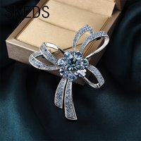 SKEDS Crystal Blue Bow Brooch Bow-kont Necktie Shirt Collar Fashion Jewelry Gifts for Women Lady Cute Shine Fashion Accessories