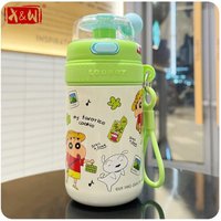 X&W Crayon Shin-Chan 480ml Insulated Cup 316 Stainless Steel Straw Cup Portable Outdoor Travel Children Water Bottles Girl Gift