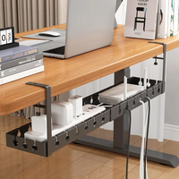 Retractable Clamp On No Drill Under Desk Cable Tray Retractable Metal Wire Organizer Power Strip Storage