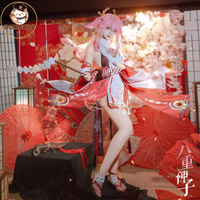 In Stock Yae Miko SSR Cosplay Costume Genshin Impact Яэ Мико Halloween Fox Kitsune Girl Full Set Wig Ear Shoes