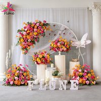 Wedding DIY Fleurs Artificielles Decoration Centerpieces Custom Hot Red Orange Floor Flower Arrangements Decor Props HY2701