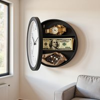 Creative Vintage Wall Clock Home Decoration Safe Box Hidden Secret Storage Box Wall Clock Safe Money Jewelry Valuables Storage