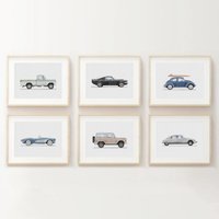 Vintage Vehicle Boys Room Retro Car Kids Room Transportation Art Poster Canvas Painting Wall Prints Picture for Home Decor