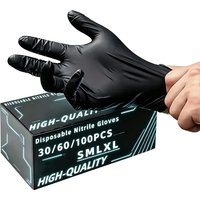 30/60/100PCS Black Nitrile Gloves for Tattoo Hairdressing Cleaning Gloves Disposable Waterproof Dishwashing Multiple Purposes