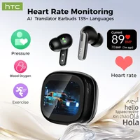 HTC NE46 Sport kabellose Bluetooth-Kopfhörer mit Herzfrequenzmesser, LED-Touchscreen, Rauschunterdrückung, In-Ear-KI-Übersetzer, Earbu