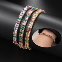 Rainbow Lced Out Crystal Tennis Zircon Bracelets Women Men Trendy Unisex Accessories Squares CZ Hand Chain Y2k Bangle Jewelry