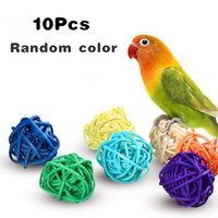 10Pcs Pet Bird Rattan Ball Toy Parrot Chew Toys for Budgies Hamsters Bunny DIY Craft Decoration Ball Random Color