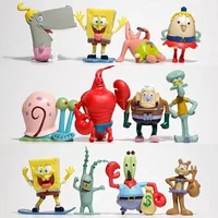 12pcs/set Anime Spongebobed Patricks Action Figure Collection Model Toys Cartoon Room Decoration Kids Birthday Gift