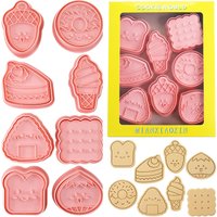 8 Piece Cute Snacks Cookie Cutters Doughnut Bread Ice Cream Shape Cartoon Biscuit Molds