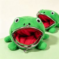 New Cute Anime Frog Wallet Kissing Lock Funny Plush Frog Shaped Role Playing Female Wallet Accessories Naruto Anime Gift