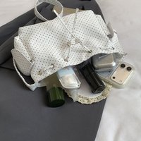 Sweet Korean Style Polka Dot Shoulder Bag Canvas Vintage Messenger Bag Fashion Cute Lace Bow Crossbody Bag Daily