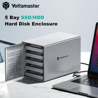 Yottamaster 5 Bay USB 3.0 RAID HDD Enclosure 3.5 & 2.5 Inch External HDD Array Enclosure Support 110TB SATA HDD SSD Home&Office