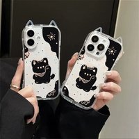 Lovely Lucky Cat Phone Case For iPhone 17 Air 17 Pro Max 16 15 14 13 12 11 Pro Max XSMax XS XR X 7 8 Plus Cat Ears Soft Cover