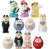Japanese Style Shiba Inu Photographer Action Figures Scatter Flowers Cat Miniature Ornament Accessories Car Interior Desktop
