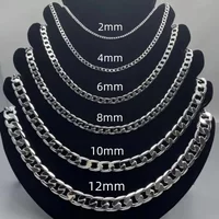 Men's 925 Sterling Silver Necklace 2/4/6/8/10/12MM 40-75cm Face Chain Necklace Lobster Clasp Men Women Engagement Jewelry Gifts image 3