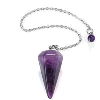 Natural Amethysts Crystal Pendulum for Divination Reiki Faceted Point Gem Stone Reiki Healing Clear Quartz Dowsing Pendulo X226