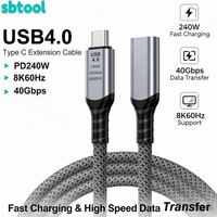 USB4 Data Extension Cable 40Gbps High Speed 240W Power Delivery 8K HD Video Compatible with Thunderbolt 4 Full-Function