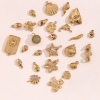 E.B.belle DIY Star Flower Bowknot 14K Gold Plated charms for jewelry making Waterproof pendant stainless steel jewelry woman