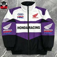 Honda HRC Racing Jacket Men's Black Red And White Color Block Motorcycle Jacket, Autumn And Winter Style Trench Coat