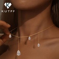 0.5/2Carat Pear Cut Moissanite Drop Necklace With Certificate S925 Silver Long Tassel Neckchain Fine Jewelry For Women
