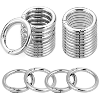5 Pcs Metal Spring O Rings Clip Keychain Round Carabiner Clips Keyrings Snap Hook Buckle for Purse Shoulder Bag Lanyard Leather