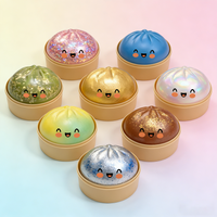 Realistic Flash Giant Dumpling Squeeze Toy with Bamboo Steamer Soft TPR Dough Ball Decompression Fidget Toy Funny Creative Gift