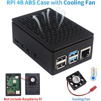 Raspberry Pi 4 Model B ABS Case Grid Cooling Shell with Cooling Fan Black Transparent Plastic Shell for Raspberry Pi 4