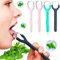 New Stainless Steel Tongue Cleaner for Adults, Plastic Handle Tongue Scraper for Oral Hygiene & Fresh Breath, Portable Travel &