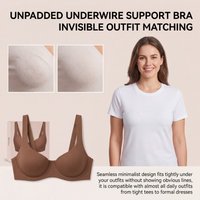 Underwire Unpadded Bra Women Chest Support Gather Bralette 90% Nylon Soft Breathable Wide Strap No Pad Daily Wear Underwear