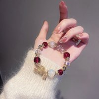 New Natural Wine Red Pomegranate White Crystal Opal Protein Bracelet Design Hand String Birthday Gift for Friends