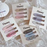 3Pcs Sweet Love Rhinestone Hairpin Side Bangs Clip Cute Traceless Clip Hairpin Headgear Set