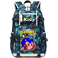 Kirby Cartoon Print Student Backpack Large Capacity Travel School Bag for Kids Teens