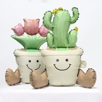 Matte Cactus and Tulip Balloon Flower Potted Balloon Used for Mexican Carnival Party Shower Birthday Wedding Decoration