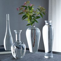 Elegant Clear Glass Vase Chinese Style Glass Zen Plum Vase Home Living Room DIY Flower Arrangement Ornament Wedding Table Decor