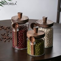 1PCS Glass Sealed Containers Grains Jar Coffee Bean Storage Jar with Spoon Spice Jars Kitchen Moisture-proof Storage Tank