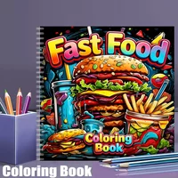 Fast Food Coloring Book for Adults, Cute Drawing Pages, Stress Relief, Birthday Gift & Back to School Art Supplies