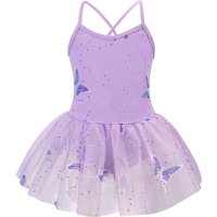 Girls Ballet Leotard with Tutu Skirt Dance Clothes Gymnastics Camisole Bodysuit Butterfly Training Outfit