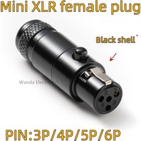 Reines Kupfer vergoldet Mini schwarz xlr Stecker und Buchse Steckdose, Mini hochwertige 3p/4p/5p/6p drahtlose Mini-Mikrofonst ecker