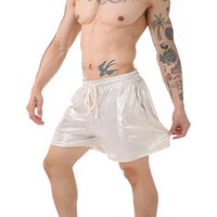Glossy Sparkling Men Beach Shorts Bright Color Shiny Ultra-Thin Beachwear Boxers Elastic Waist Drawstring Casual Short Pants
