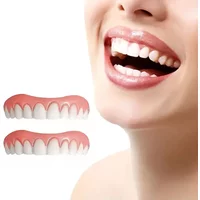 Instant Smile Silicone Veneers False Teeth Comfortable Upper/Lower Dentures for Natural Looking Smile Fake Teeth Solution for
