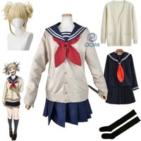My Hero Academia Cosplay Halloween Costume Anime Boku No Hero Academia Himiko Toga JK Uniform Sweater Coat Wig Costumes